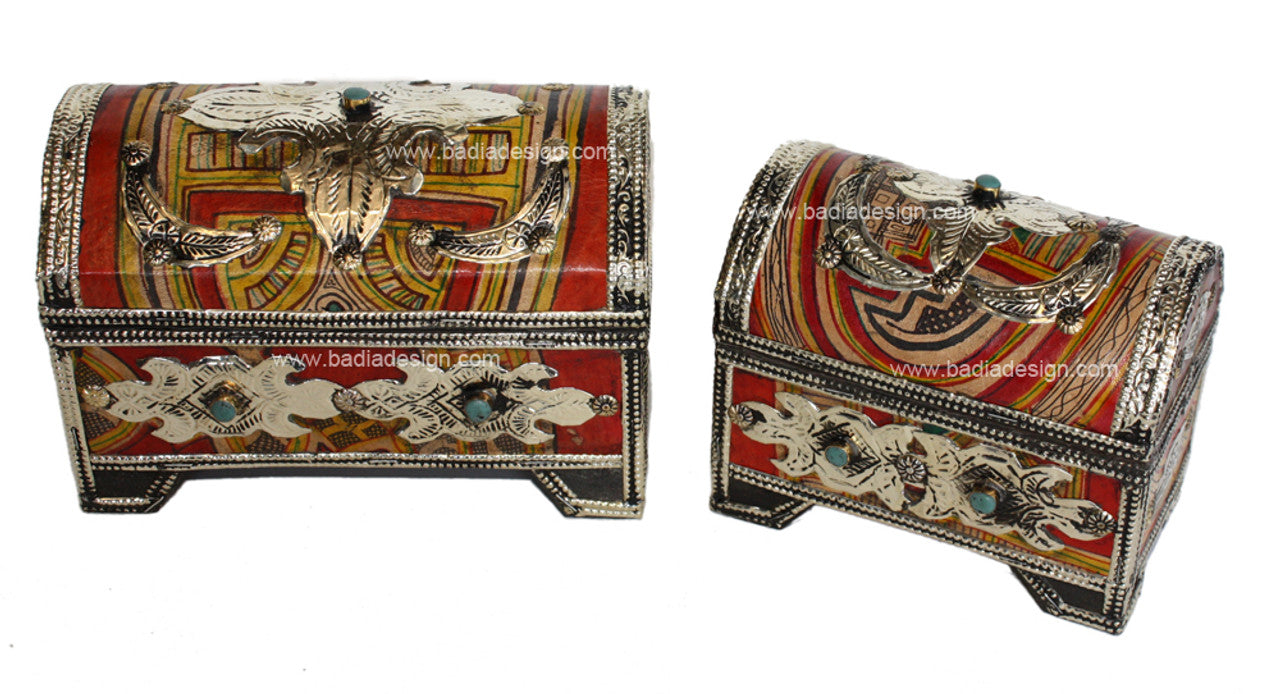 Hand Painted Metal and Bone Jewelry Box
