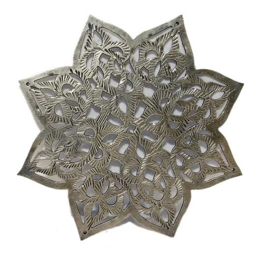 Star Shaped Hand Punched Decorative Silver Plate - HD093