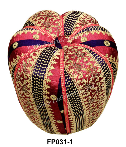 Embroidered Fabric Pouf with Vibrant Colors