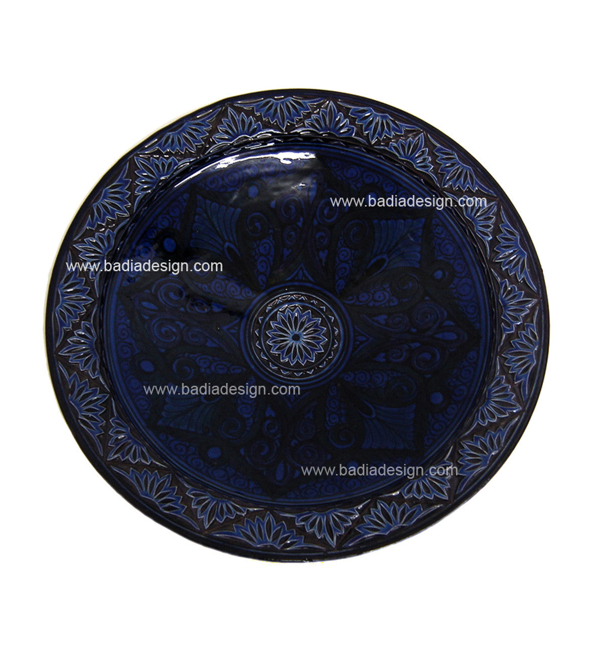 Hand Painted Carved Ceramic Plate