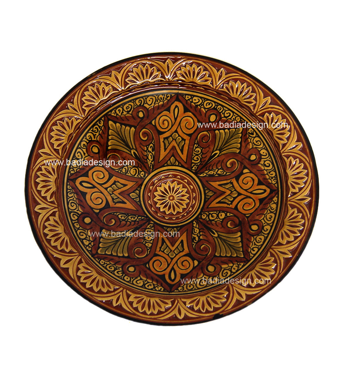 Hand Painted Carved Ceramic Plate