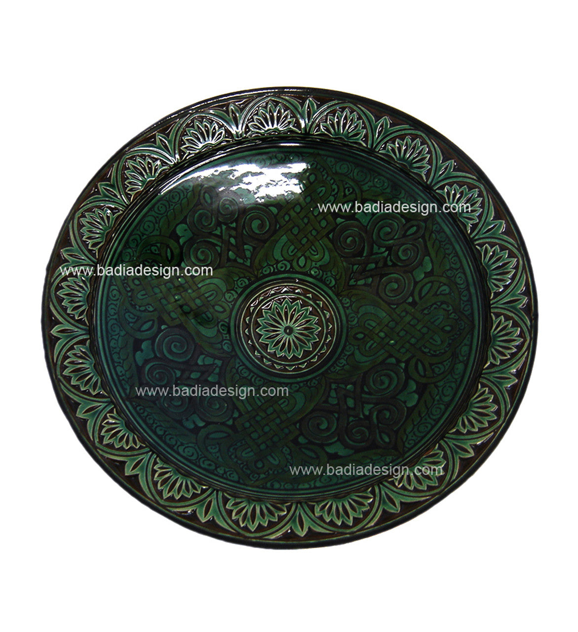 Hand Painted Carved Ceramic Plate