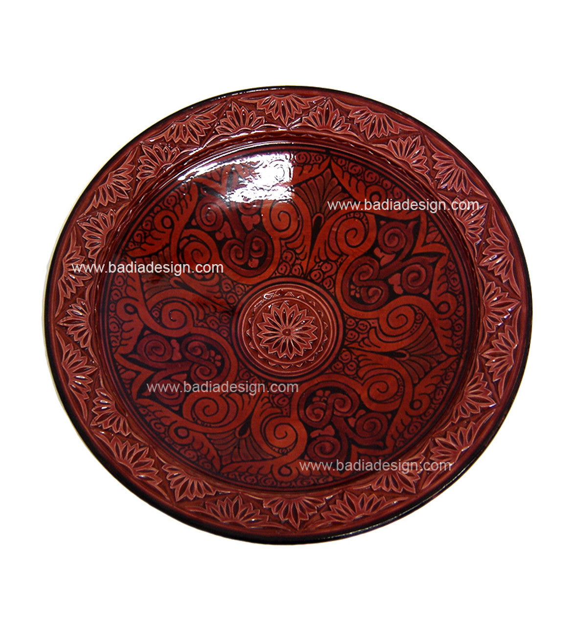 Hand Painted Carved Ceramic Plate