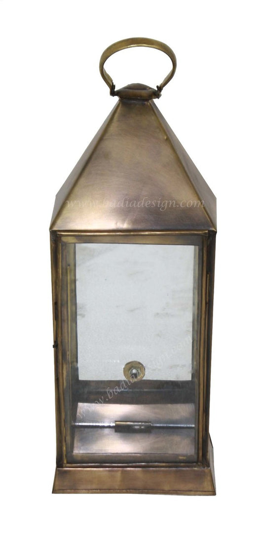 Brass Floor Lantern with Clear Glass