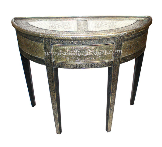Half Moon Embossed Nickel Nightstand