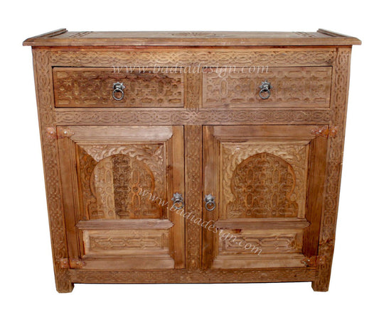 Hand Carved Cedar Wood Cabinet