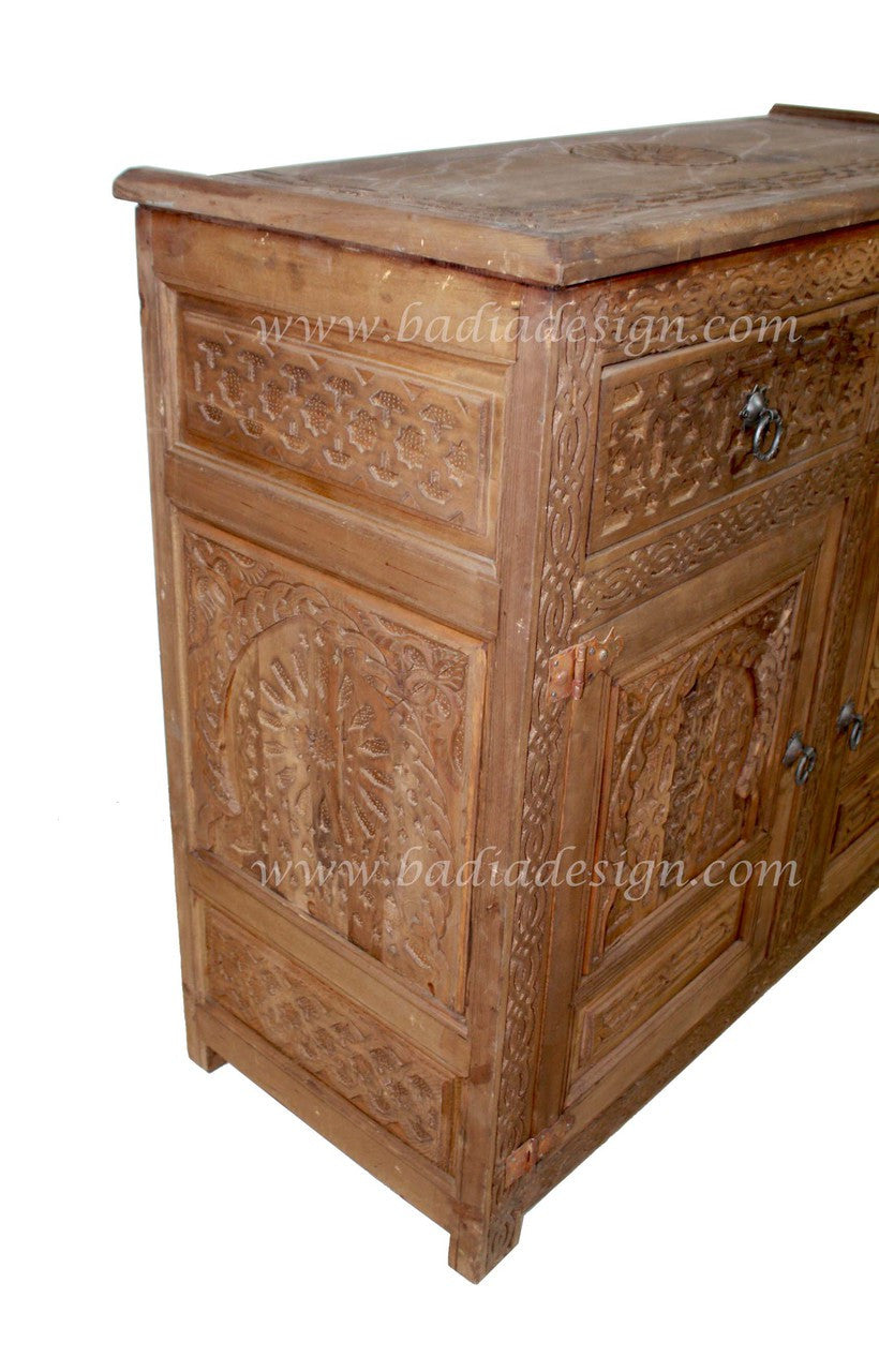 Hand Carved Cedar Wood Cabinet