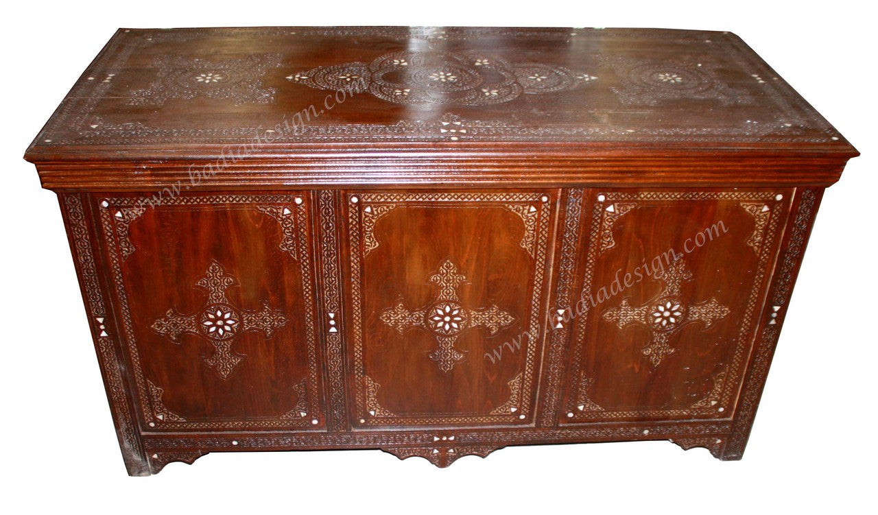 Hand Carved Cedar Wood Bone Inlay Desk