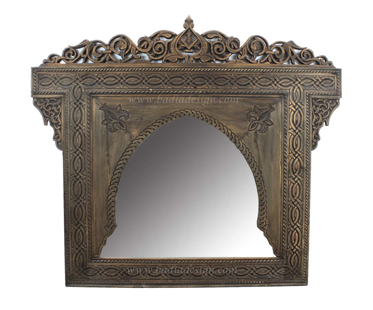 Moroccan Hand Carved Wooden Mirror