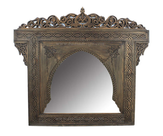 Moroccan Hand Carved Wooden Mirror