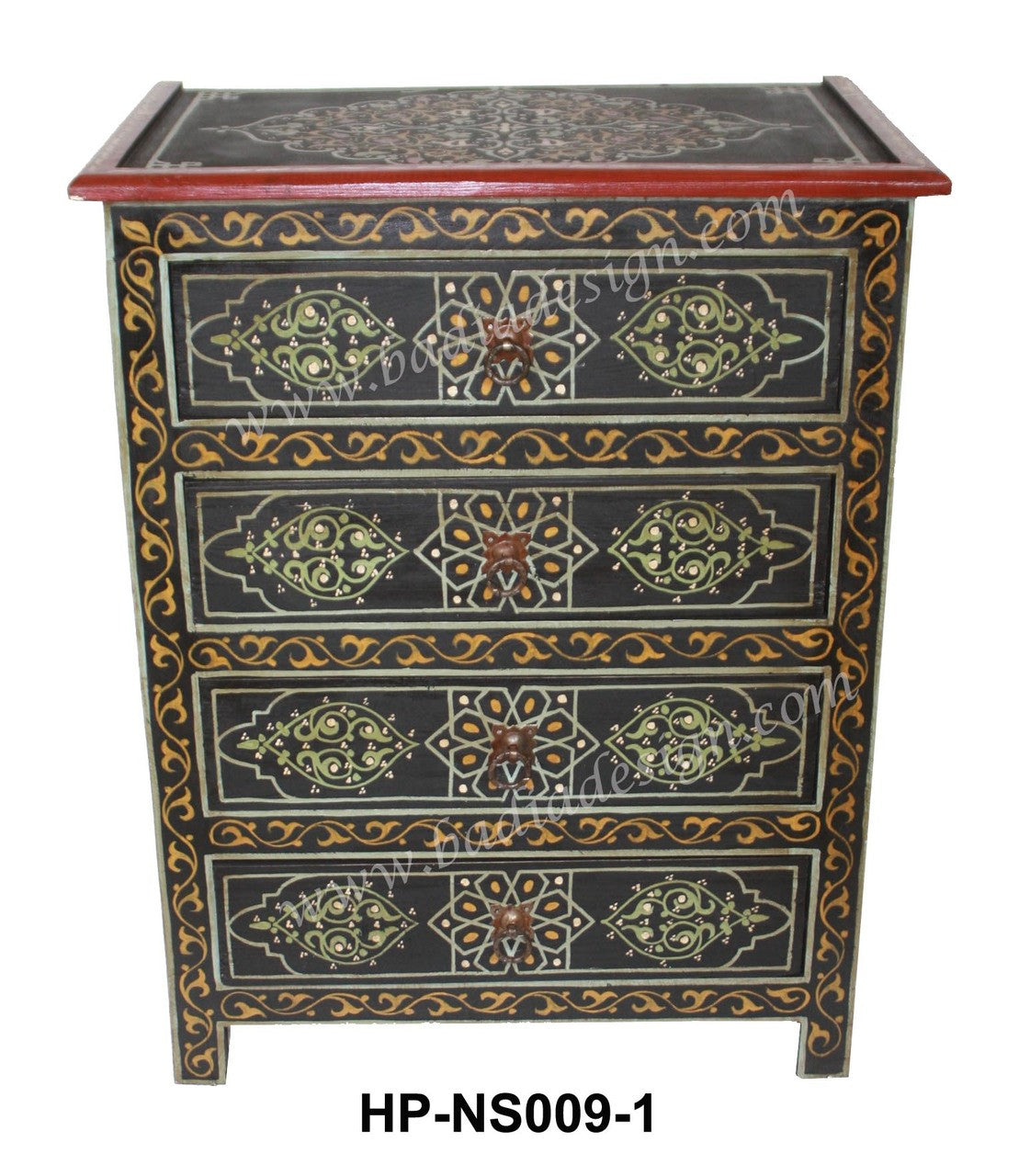 Carved Cedar Hand Painted Cabinet