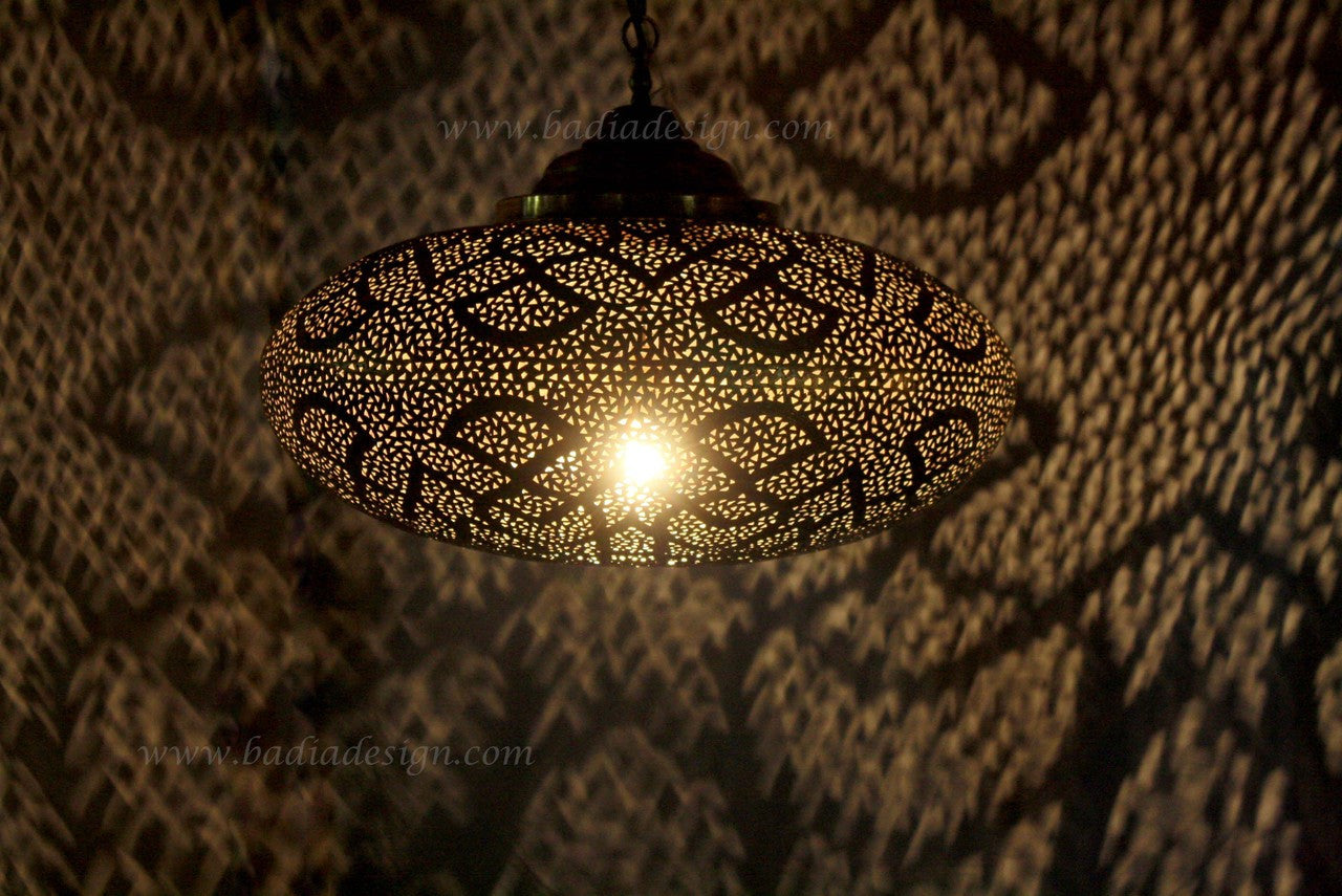 Hand Punched Hanging Brass Lantern