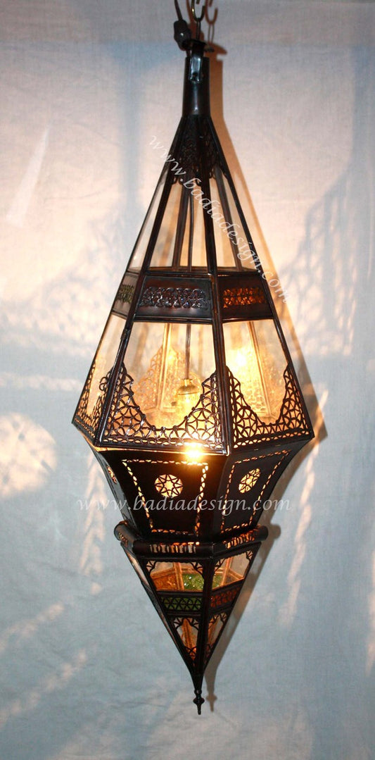 Hanging Lantern with Multi Color Glass