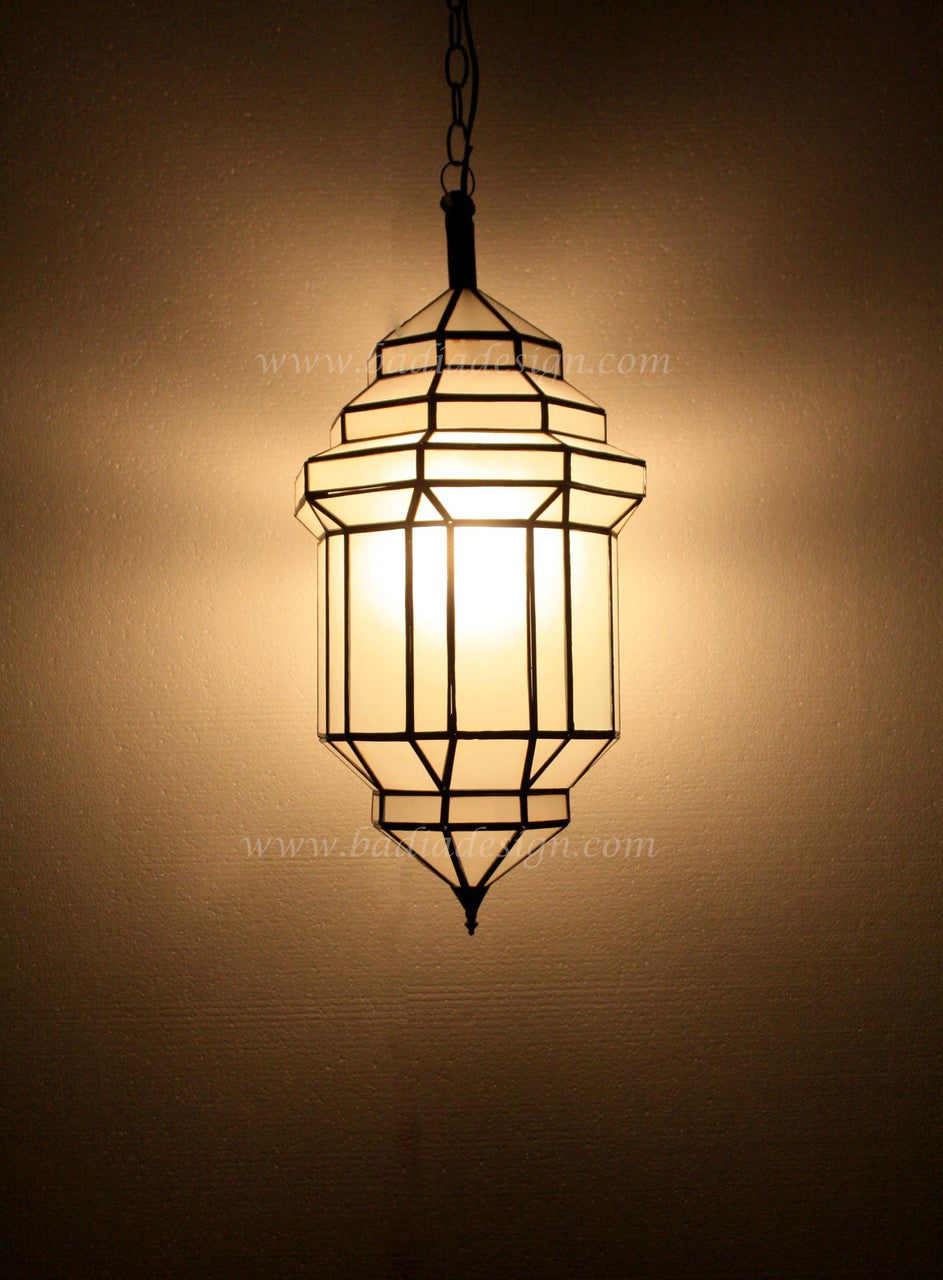 Hanging Lantern with Clear and White Glass