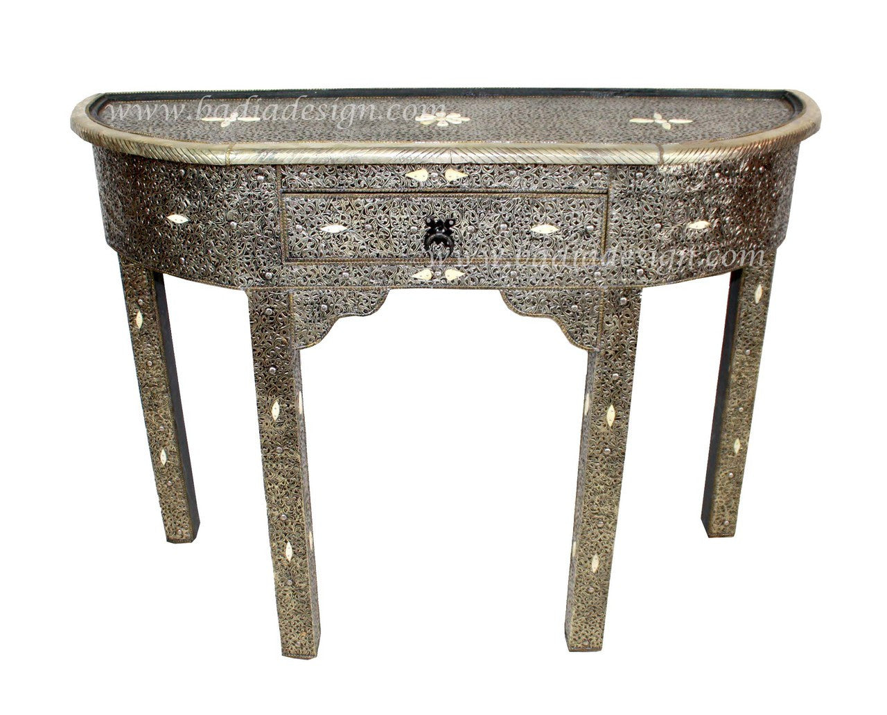 Embossed Metal and Bone Inlay Buffet Table