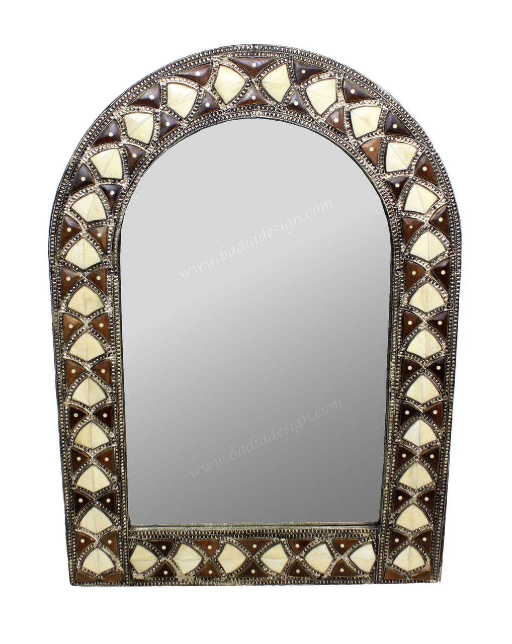 Moroccan Decorative Metal and Bone Mirror