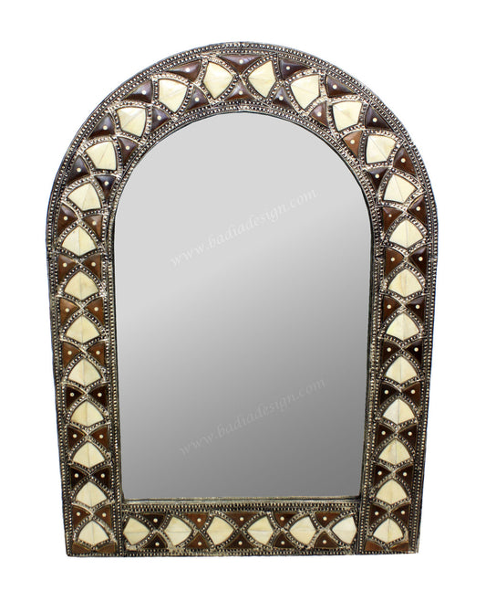 Moroccan Decorative Metal and Bone Mirror