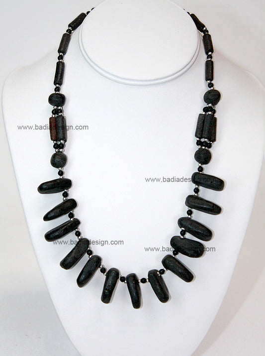 Moroccan Black Gemstone Necklace - J006