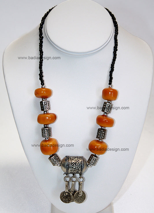Moroccan Gemstone Pendant Necklace - J012