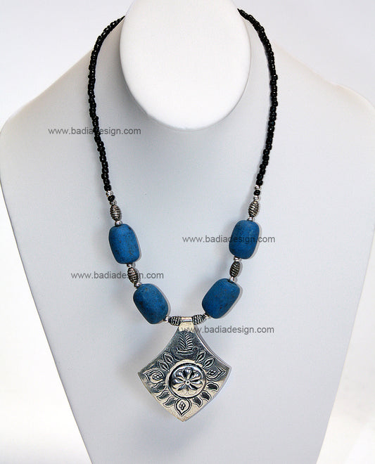 Moroccan Blue Gemstone Necklace - J026