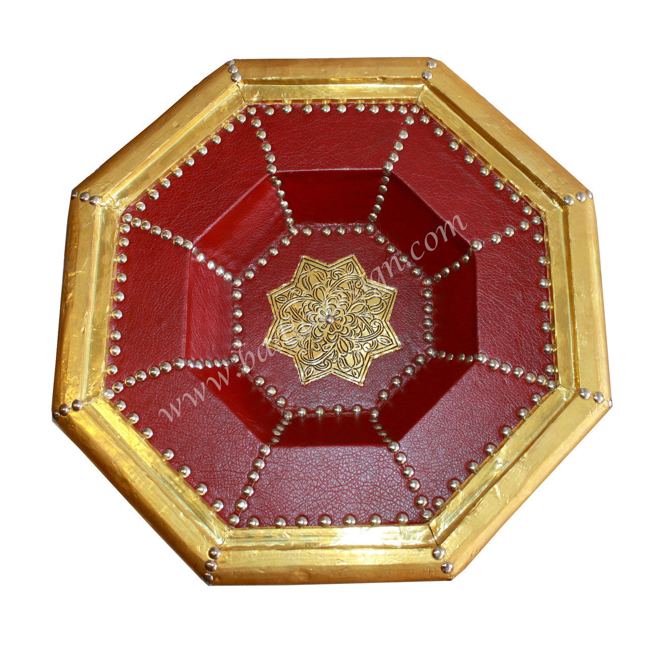 Octagon Embossed Metal and Leather Table