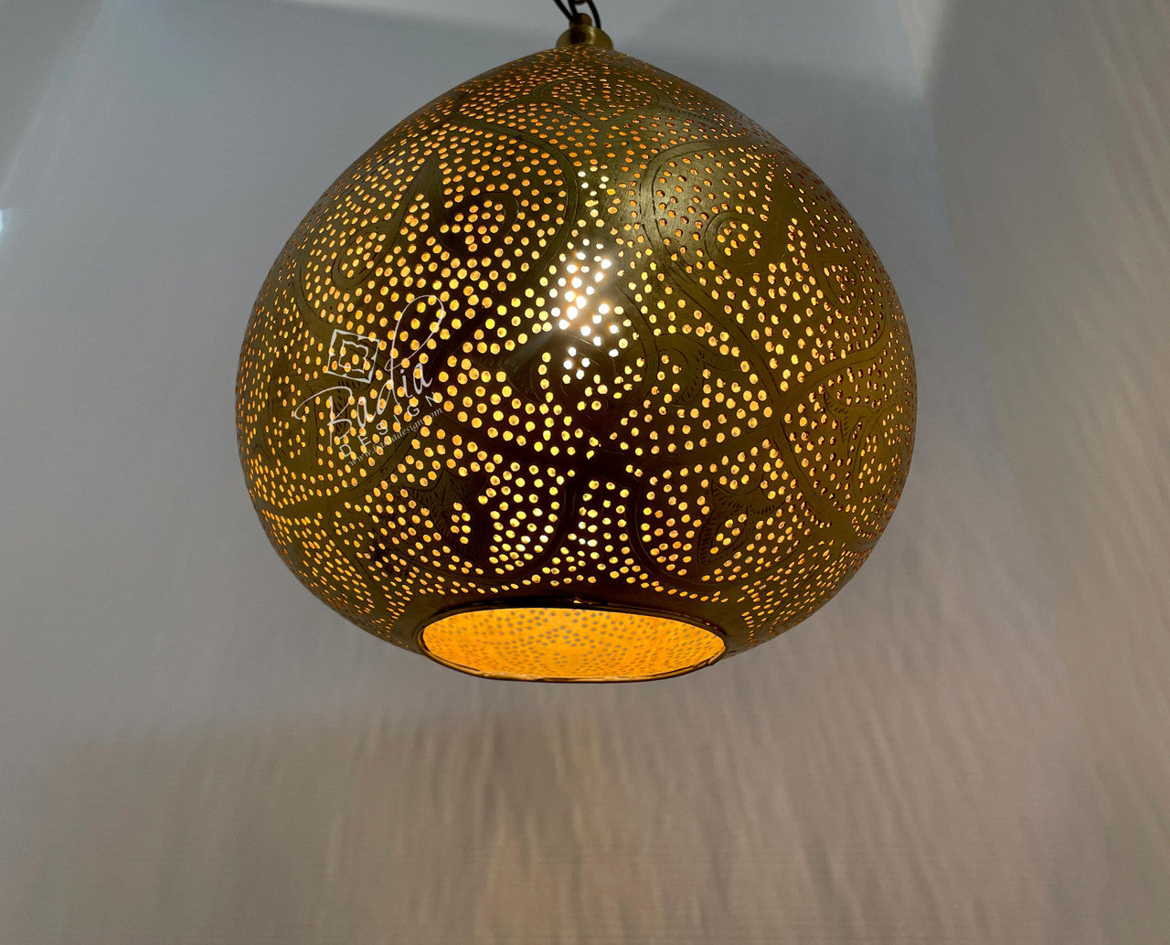 Intricate Teardrop Shaped Brass Lantern