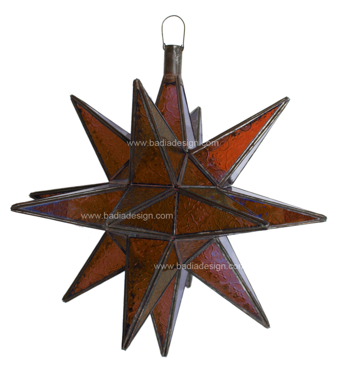 Star Lantern with Patterned Colored Glass