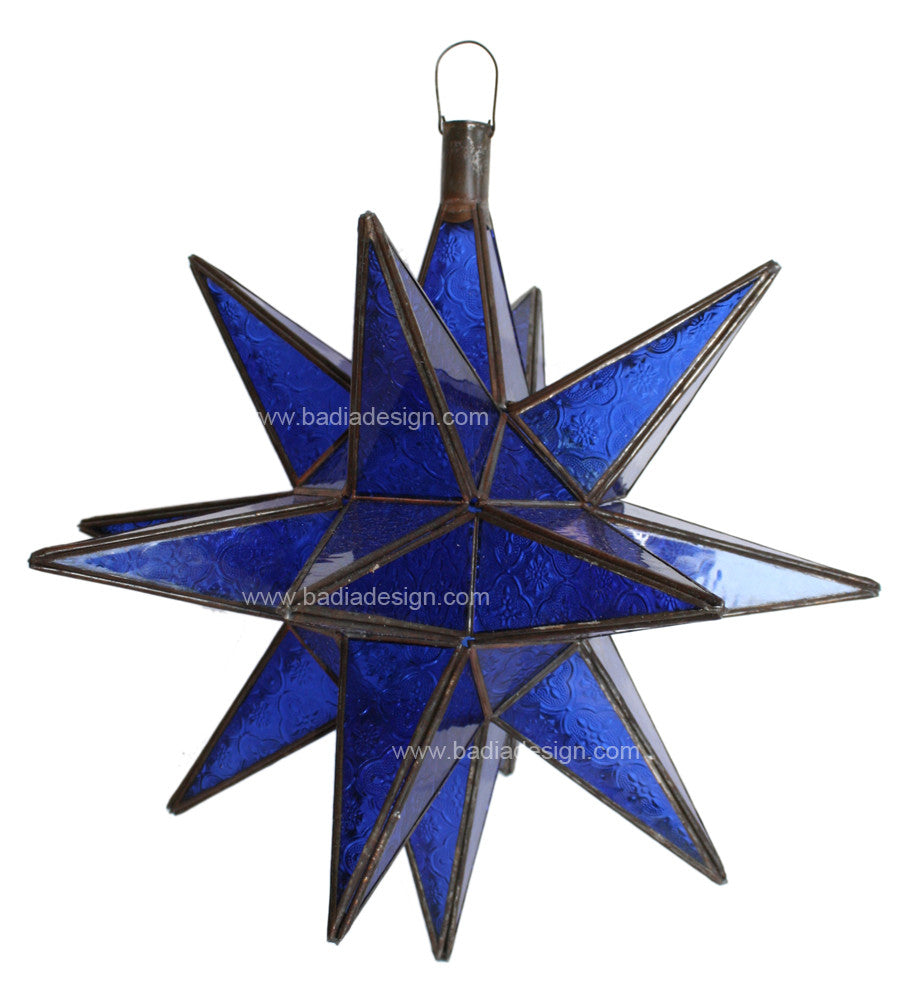 Star Lantern with Patterned Colored Glass