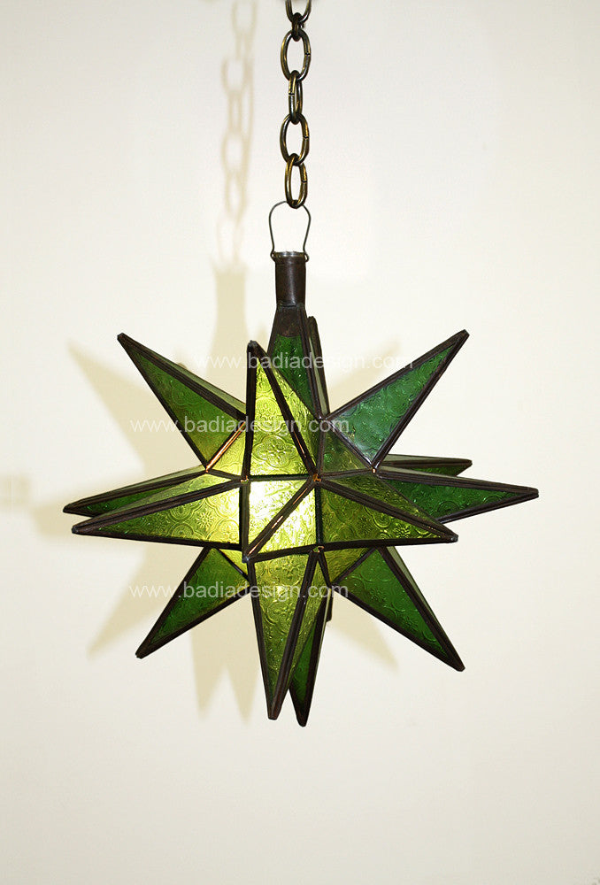 Star Lantern with Patterned Colored Glass
