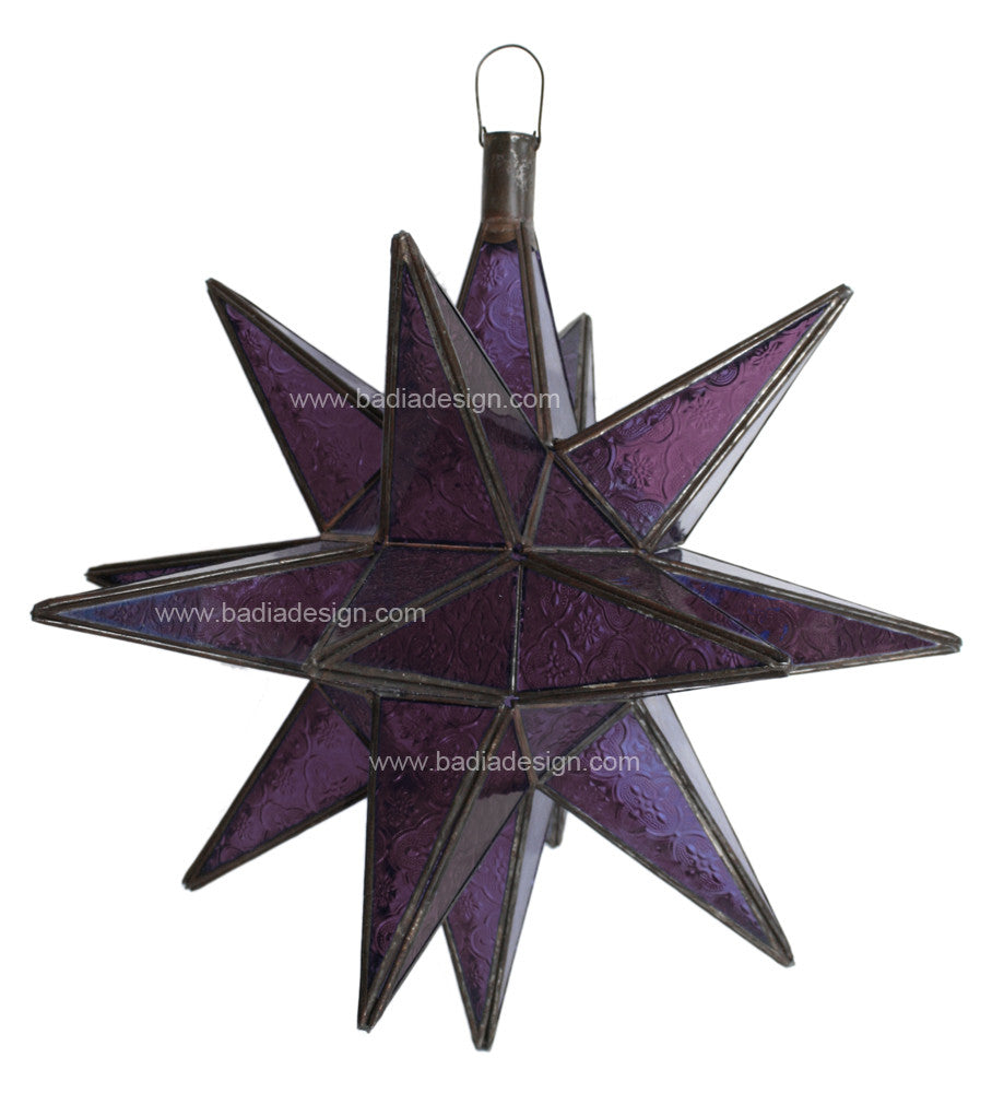 Star Lantern with Patterned Colored Glass