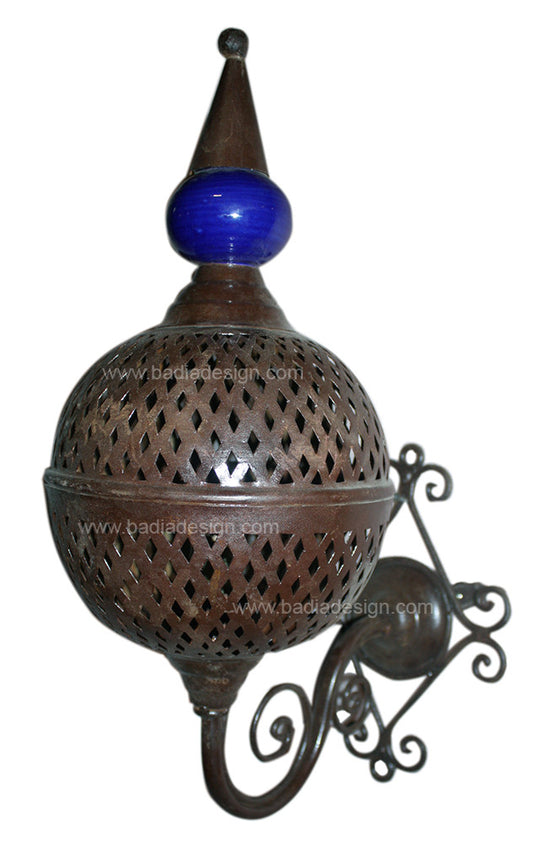 Moroccan Wall Sconce with Metal and Ceramic Ball