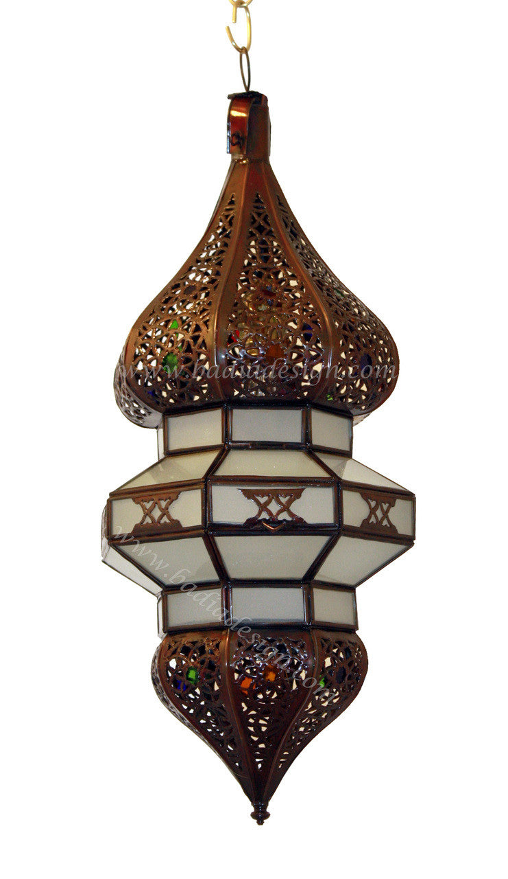 Moroccan Lighting Fixture with Multi Color Glass