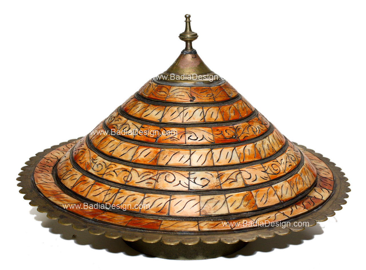Brass Embossed and Bone Inlay Tajine