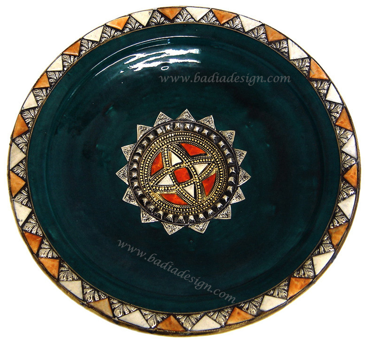 Metal and Camel Bone Ceramic Plate