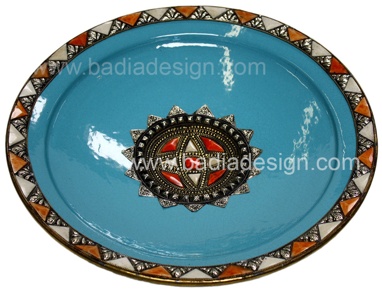 Metal and Camel Bone Ceramic Plate