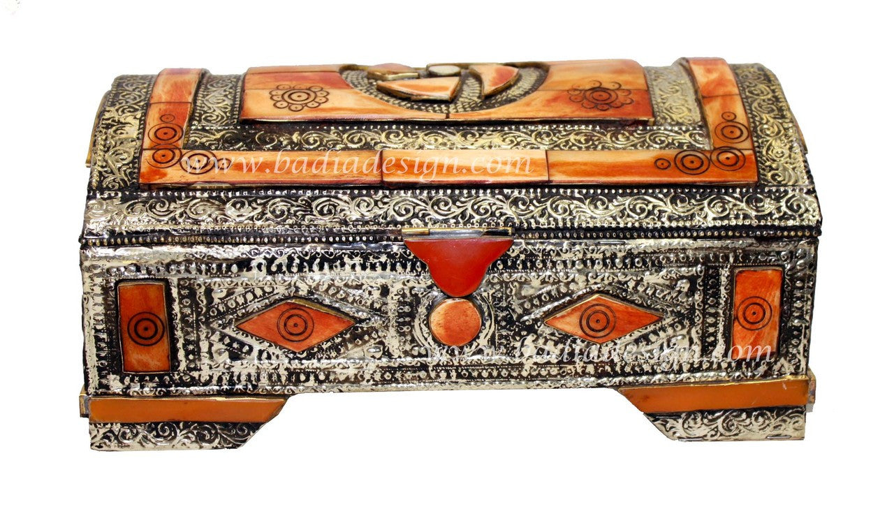 Embossed Metal and Bone Jewelry Box