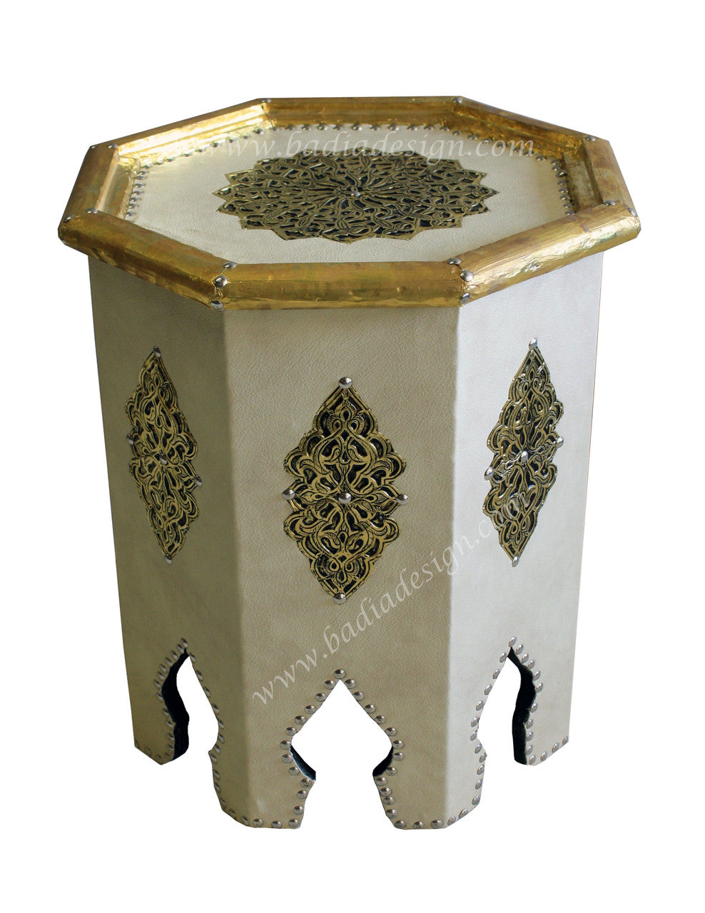 Octagon Embossed Metal Premium Leather Table
