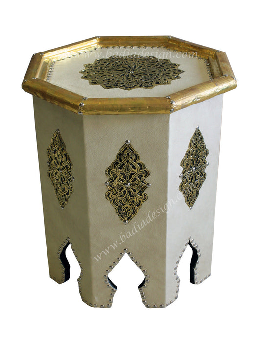 Octagon Embossed Metal Premium Leather Table