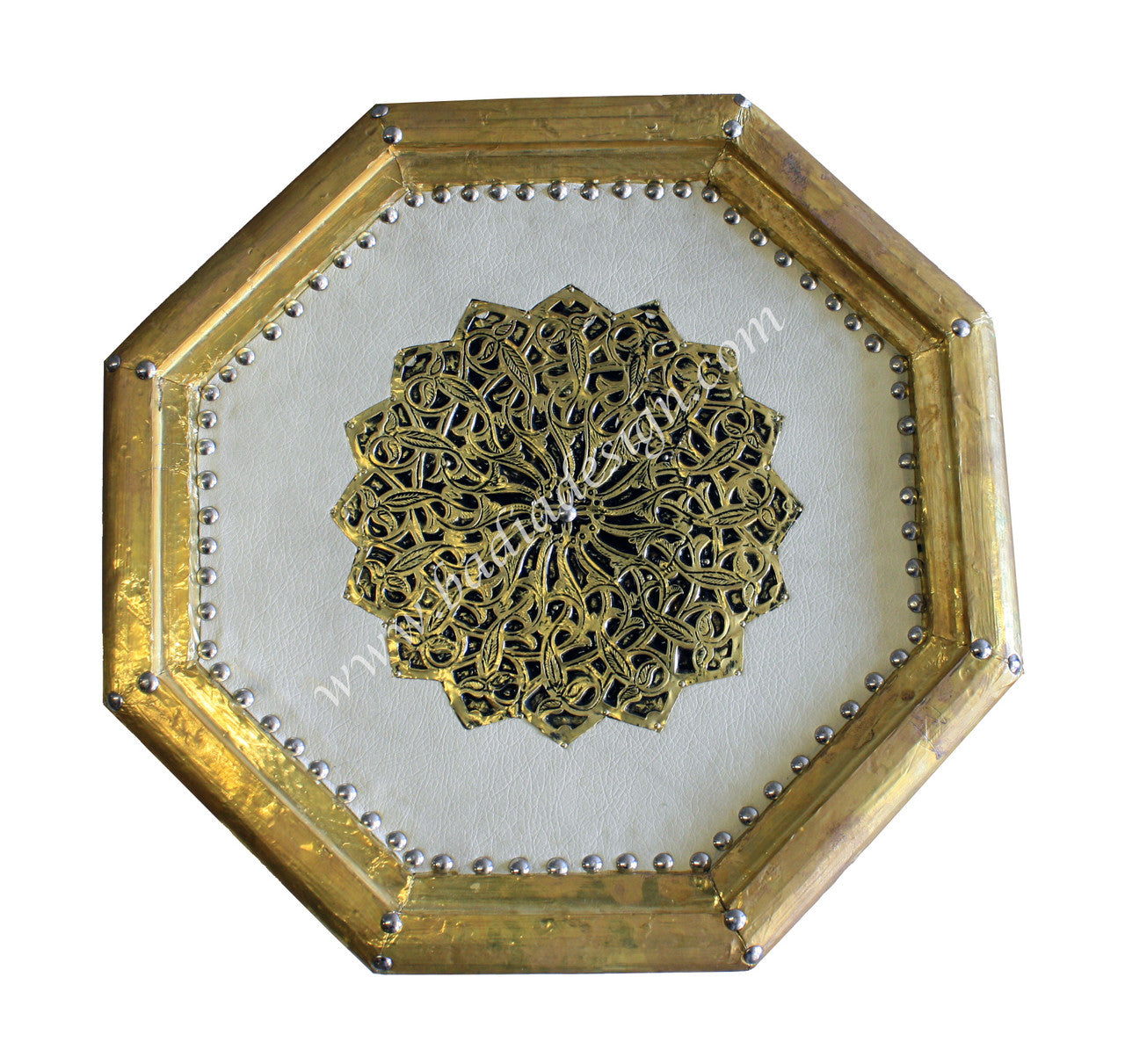 Octagon Embossed Metal Premium Leather Table
