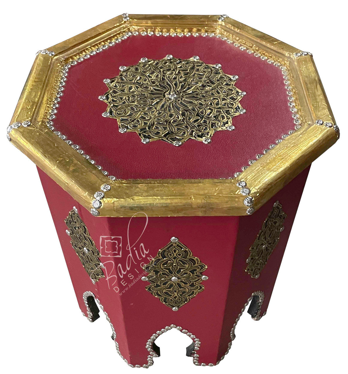 Octagon Embossed Metal Premium Leather Table