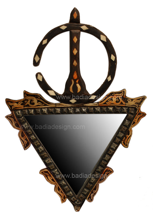 Embossed Metal and Bone Inlay Mirror