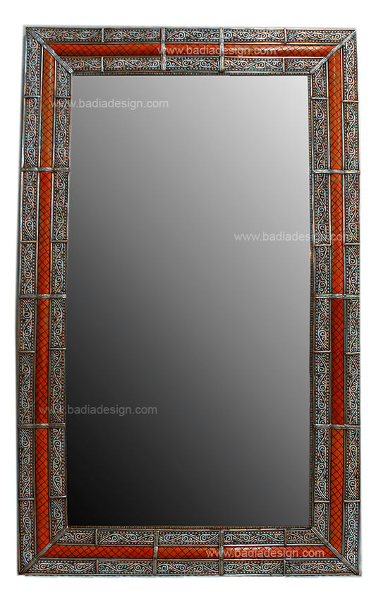 Resin Inlay Embossed Silver Metal Mirror