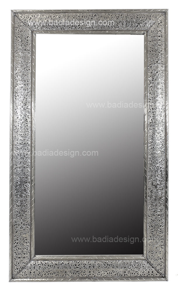 Embossed Silver Nickel Rectangular Mirror