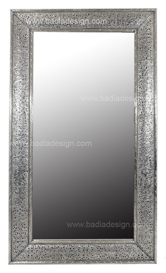 Embossed Silver Nickel Rectangular Mirror