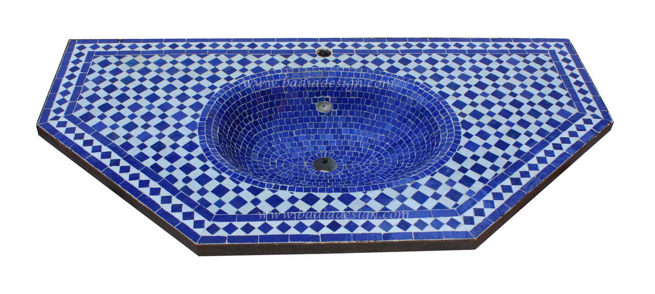 Moroccan Mosaic Blue Tile Sink - MS025