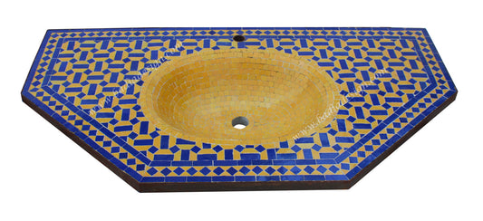 Blue and Yellow Moroccan Mosaic Tile Sink - MS026