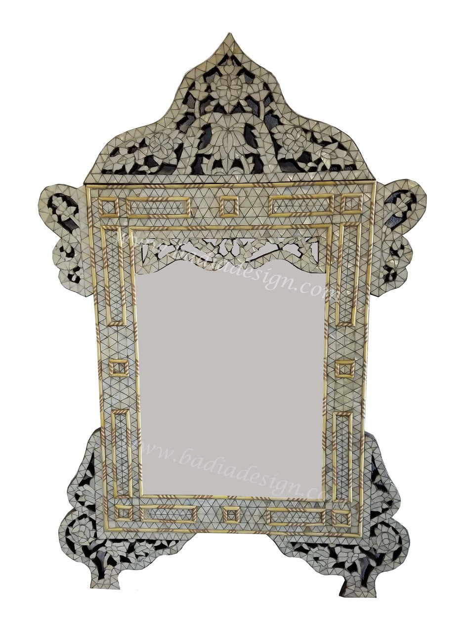 Intricate Carved Mother of Pearl Inlay Mirror