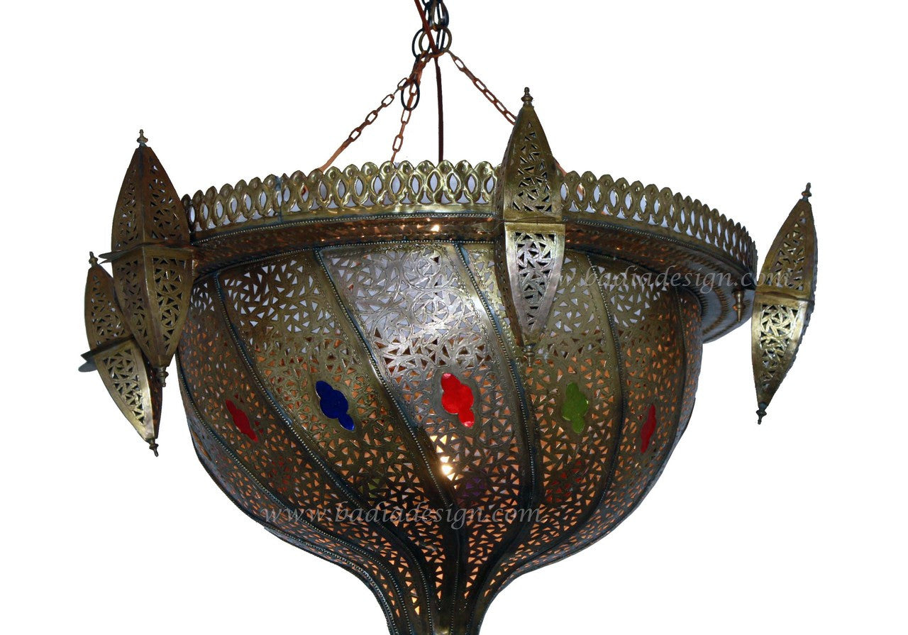 Moroccan Chandelier with Multi-Color Glass