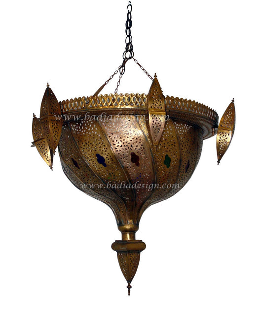 Moroccan Chandelier with Multi-Color Glass