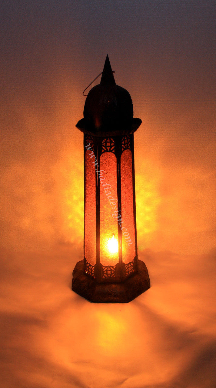 Rustic Floor Multi Color Glass Lantern